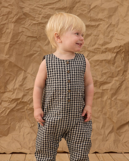 Rylee + Cru Button Jumpsuit - Black Check