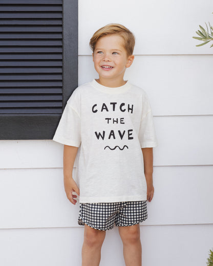 Rylee + Cru Swim Trunk - Black Gingham