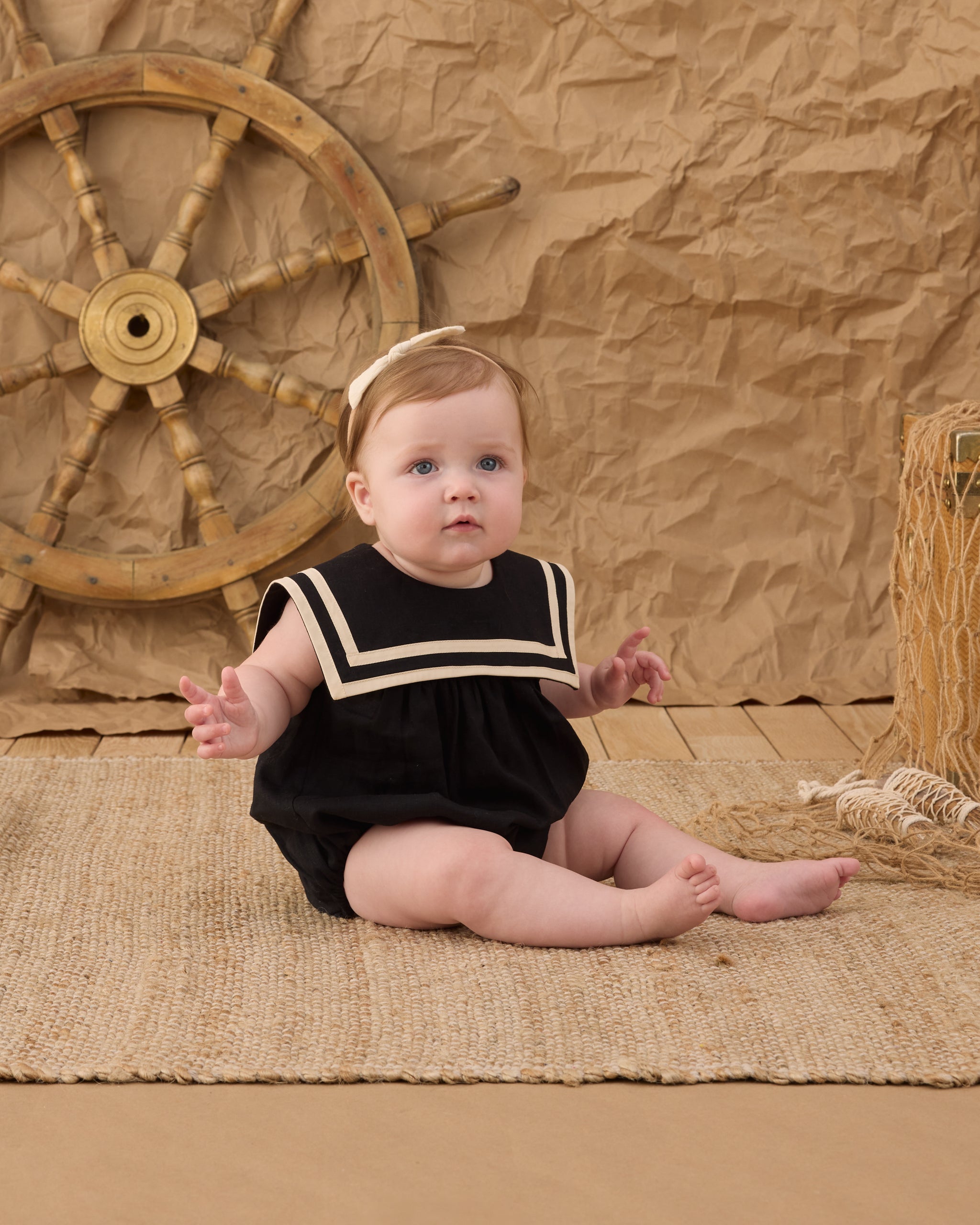 Rylee + Cru Sailor Romper - Black