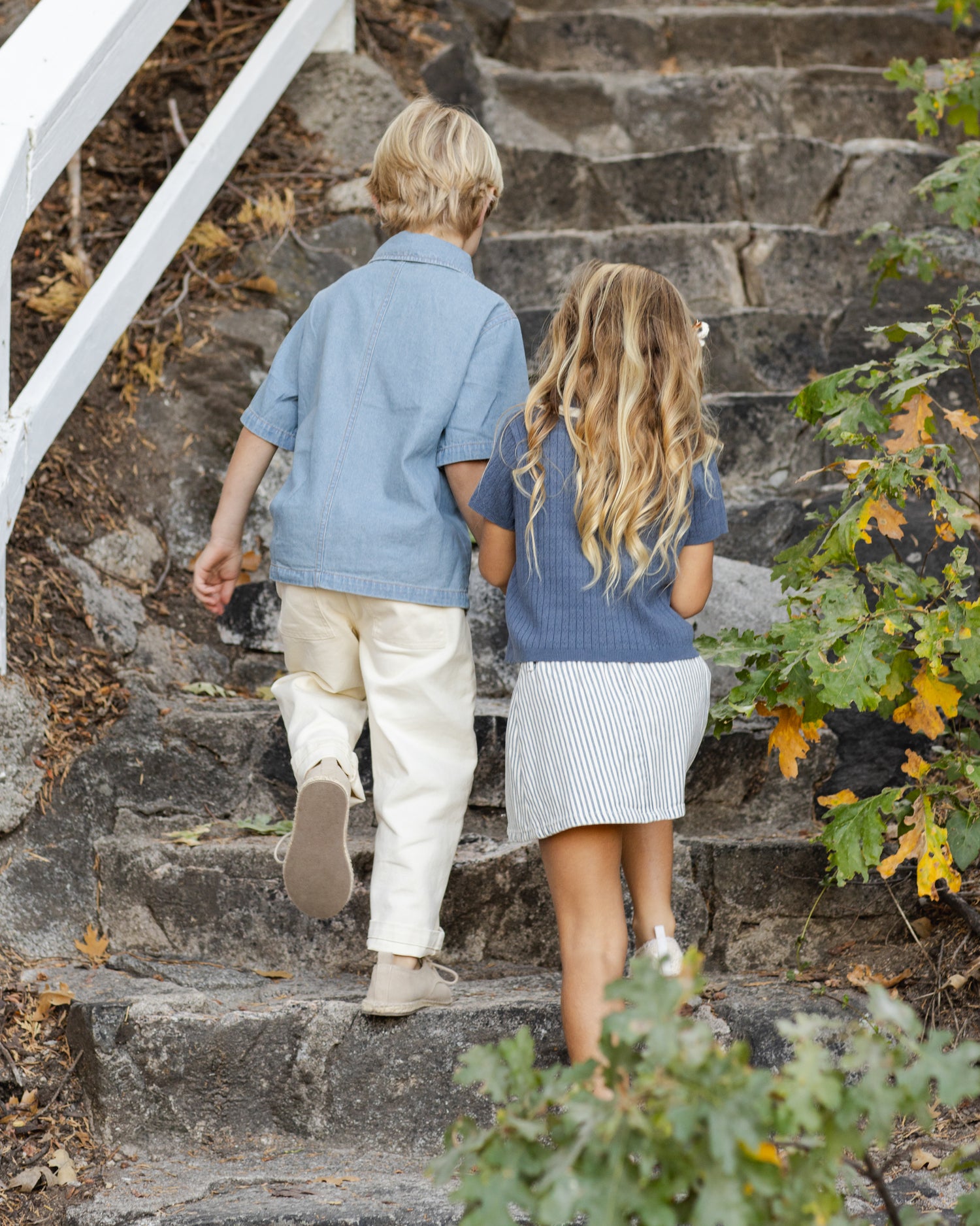 Rylee + Cru Pleated Denim Skirt - Railroad Stripe