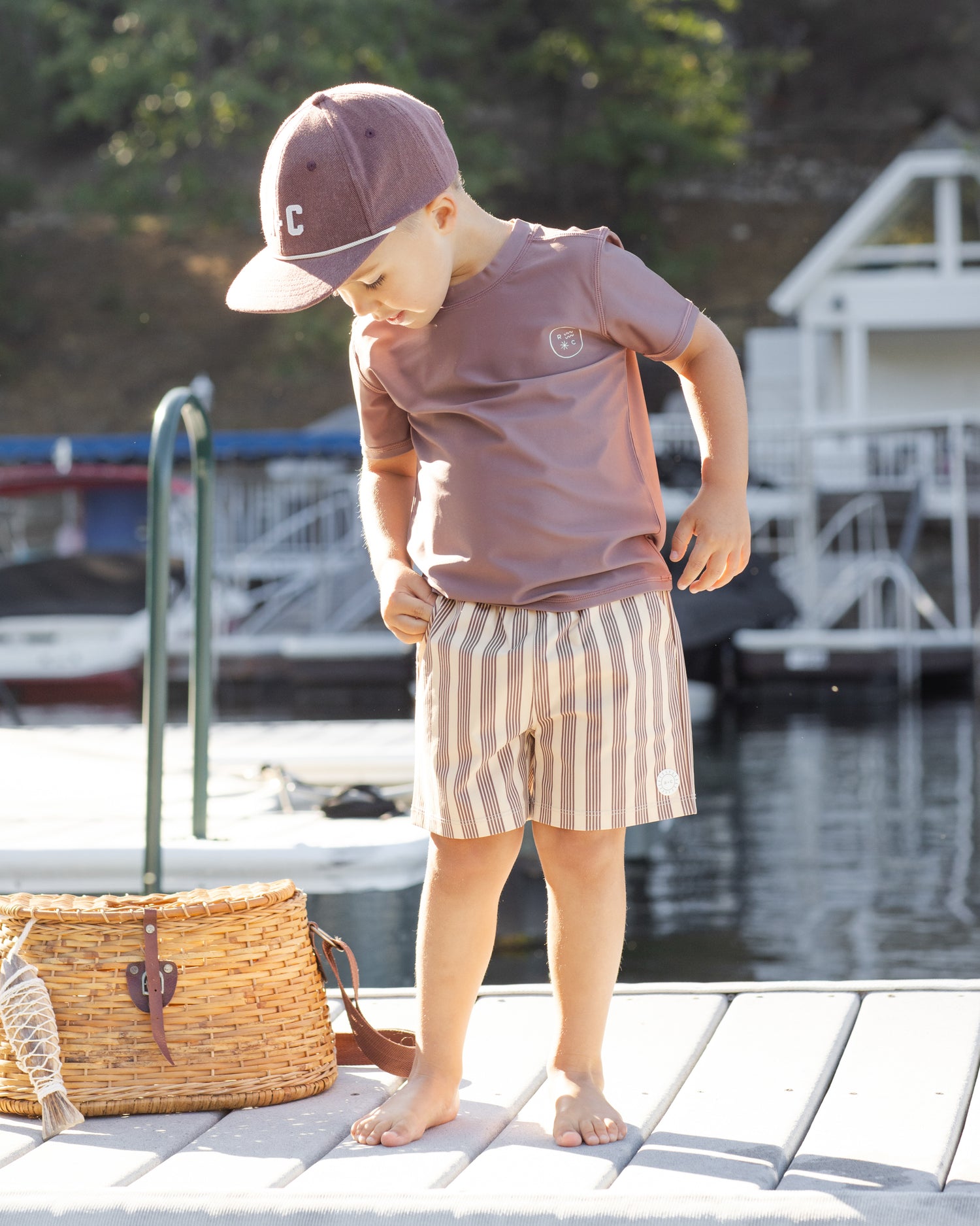 Rylee + Cru Boardshort - Brown Butterscotch Stripe
