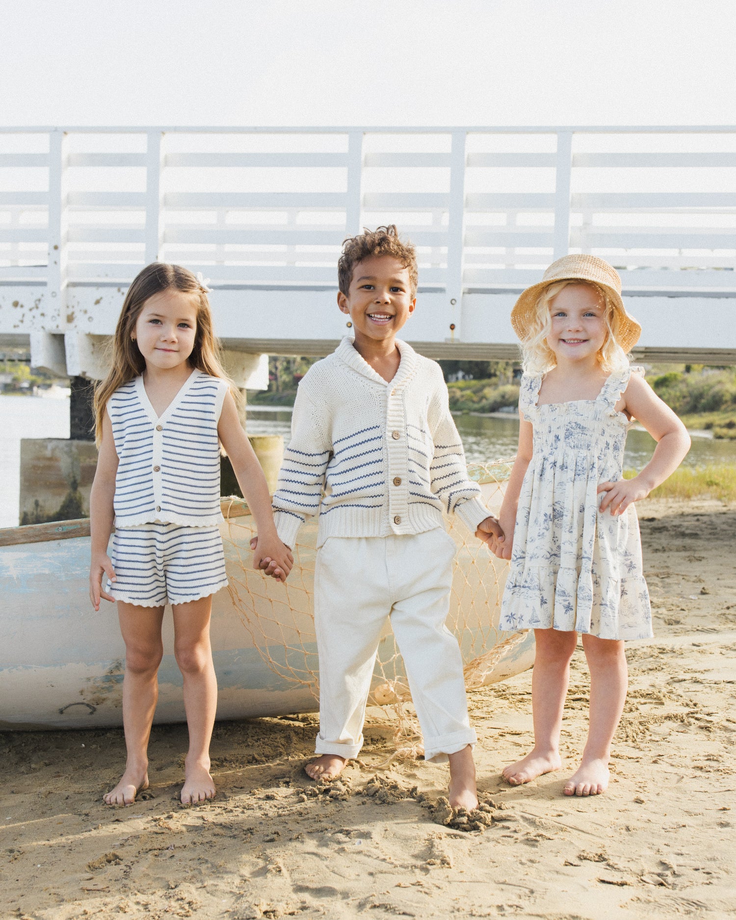 Rylee + Cru Knit Vest Set - Marine Stripe