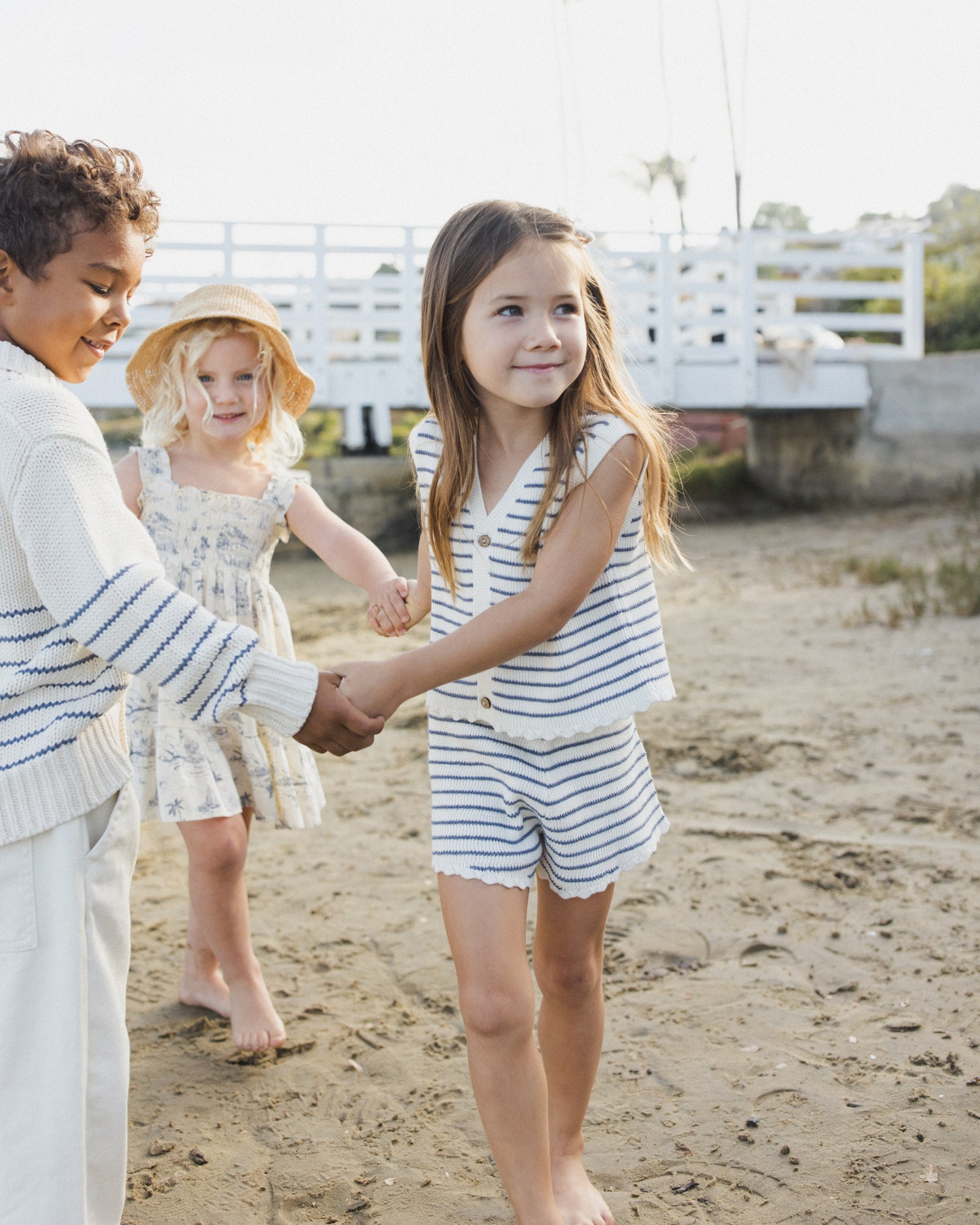 Rylee + Cru Knit Vest Set - Marine Stripe