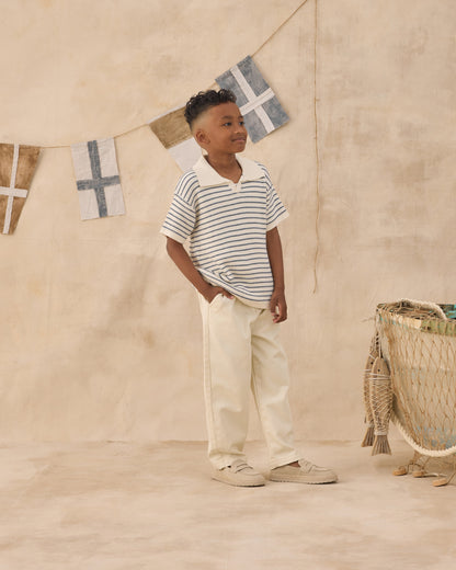 Rylee + Cru Chandler Knit Polo - Marine Stripe