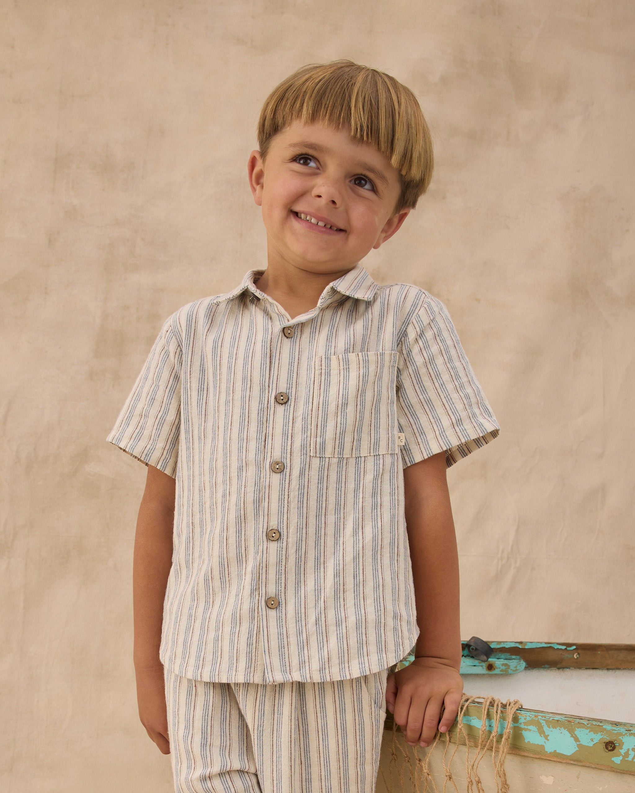 Rylee + Cru Collared Short Sleeve Shirt - Nautical Stripe