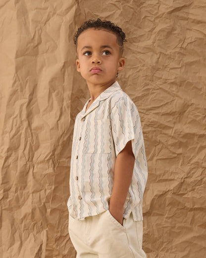 Rylee + Cru Lapel Collar Shirt - Wave Stripe