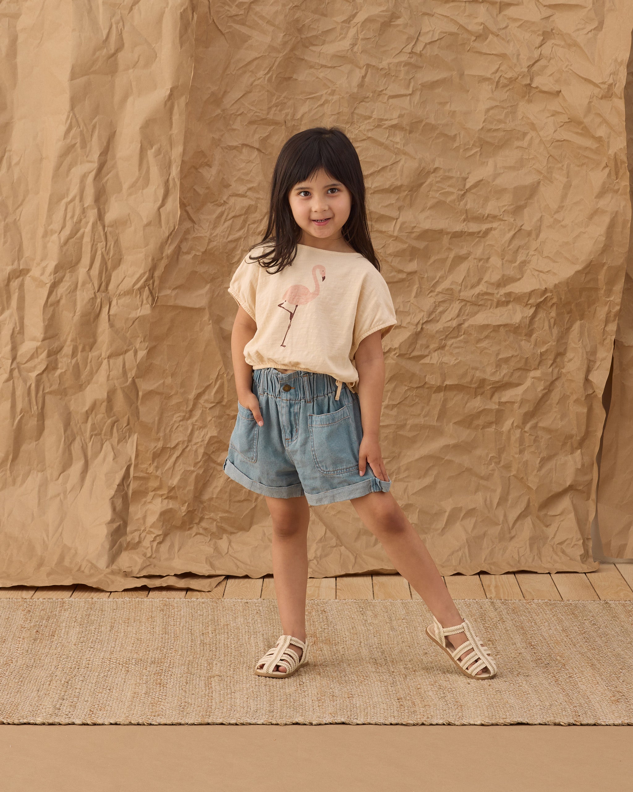 Rylee + Cru Cropped Cinch Tee - Flamingo