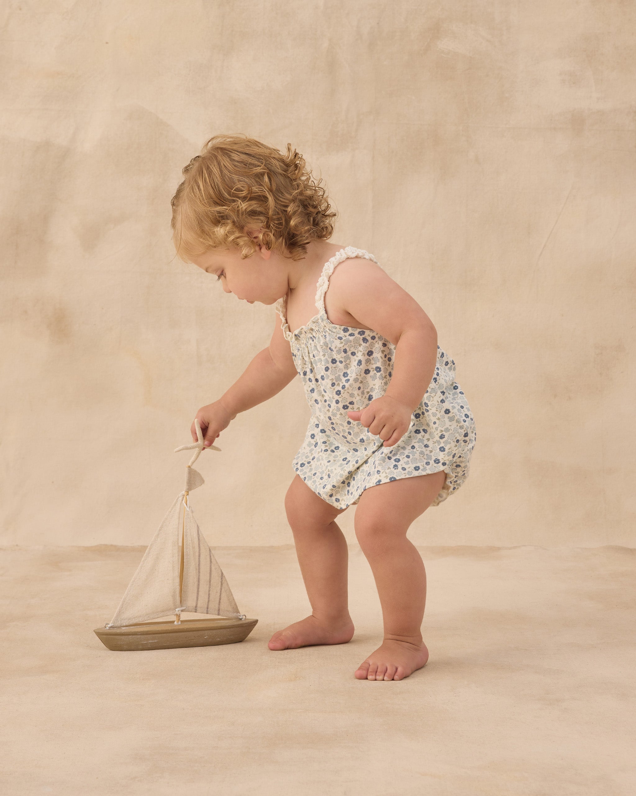 Rylee + Cru Swing Top &amp; Bloomer Set - Blue Ditsy