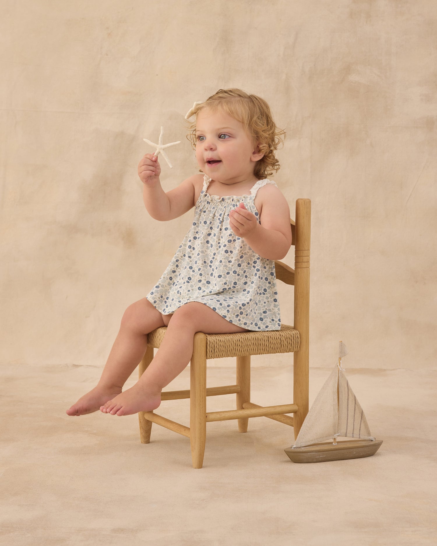 Rylee + Cru Swing Top &amp; Bloomer Set - Blue Ditsy