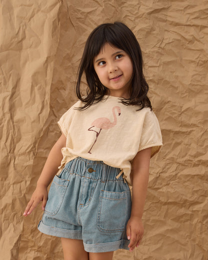 Rylee + Cru Cropped Cinch Tee - Flamingo