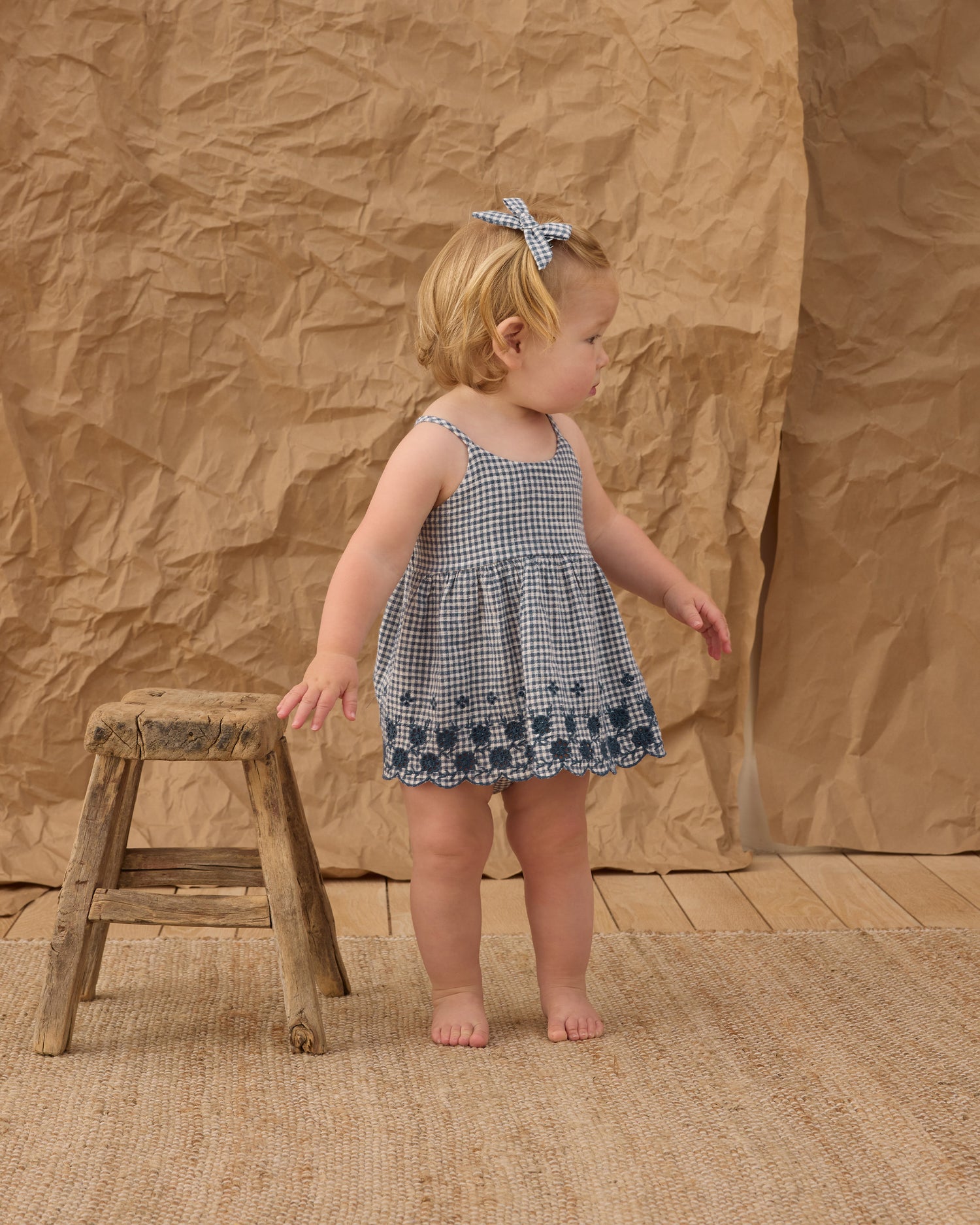 Rylee + Cru Bows, Set Of 2 - Marine Gingham