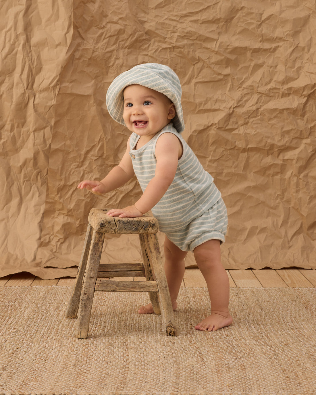 Rylee + Cru Baby Tank Set - Seafoam Terry Stripe