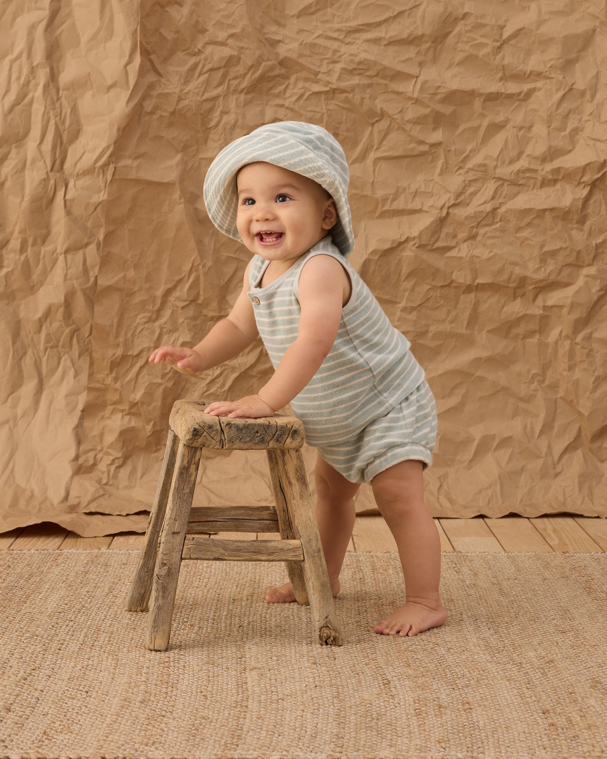 Rylee + Cru Baby Tank Set - Seafoam Terry Stripe