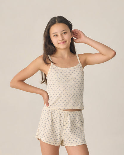 Rylee + Cru Teen Pointelle Lounge Set - Blue Ditsy