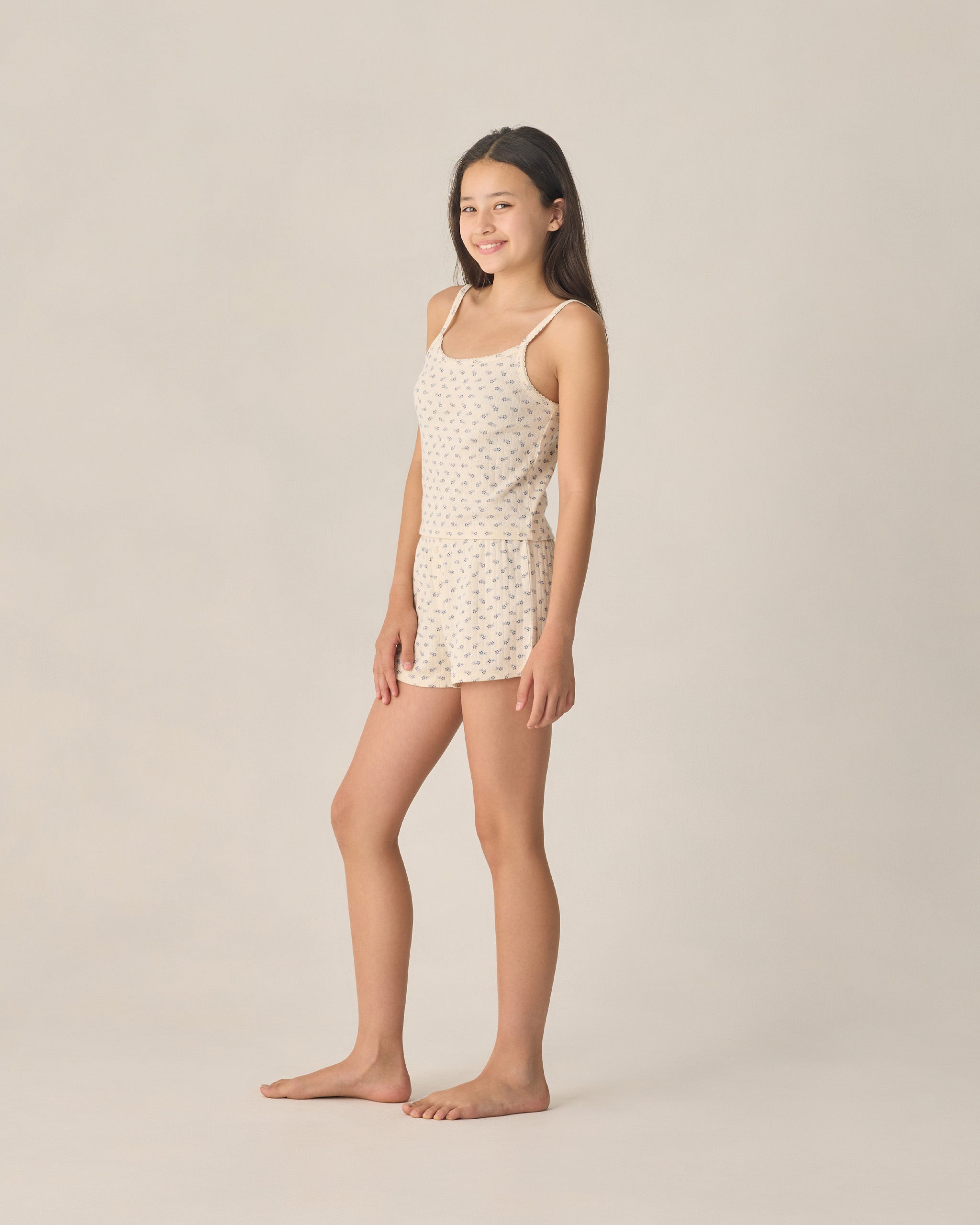 Rylee + Cru Teen Pointelle Lounge Set - Blue Ditsy