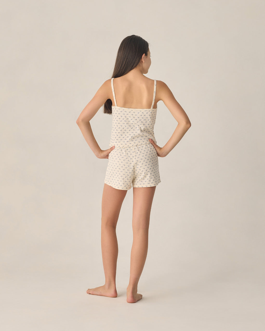 Rylee + Cru Teen Pointelle Lounge Set - Blue Ditsy