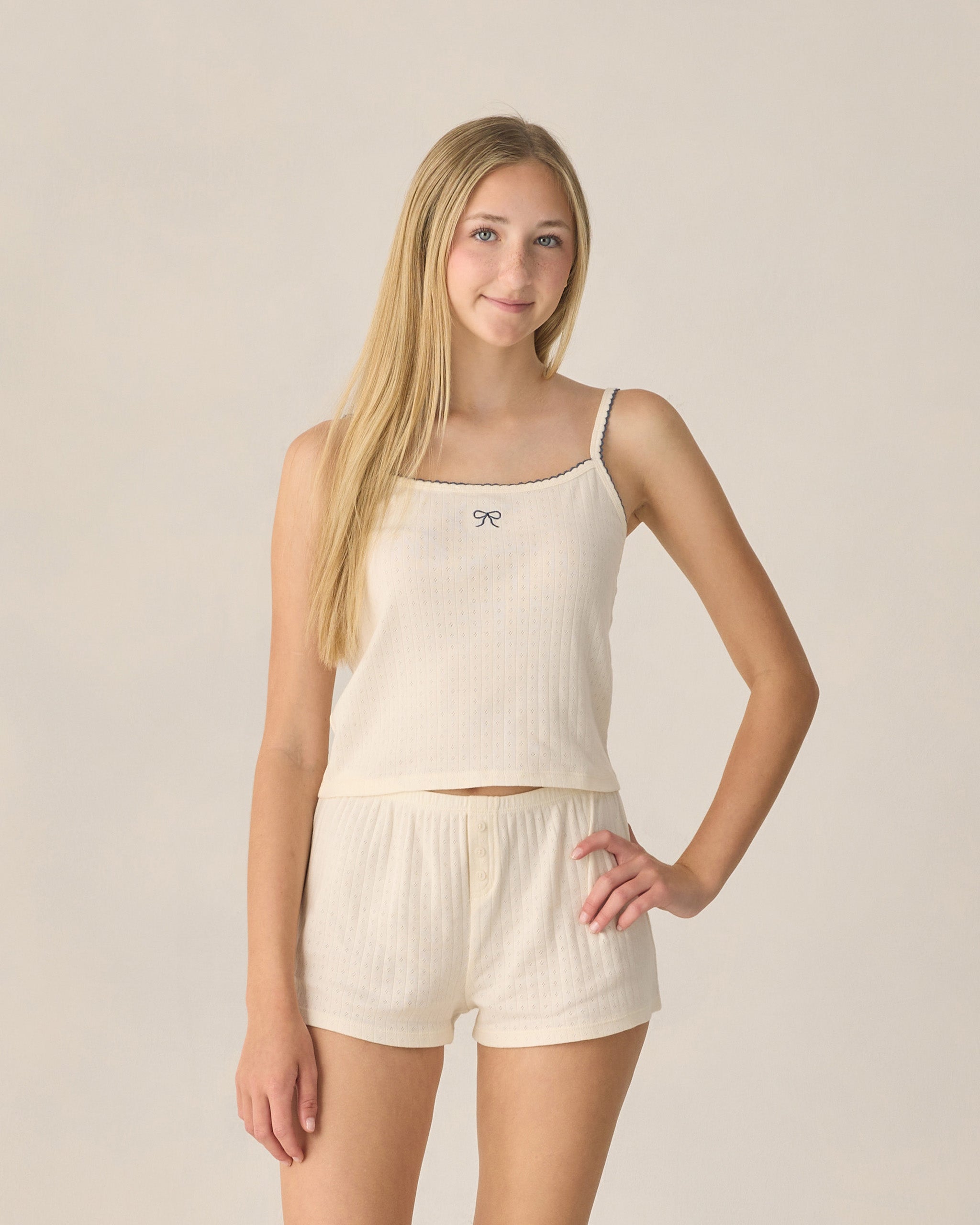Rylee + Cru Teen Pointelle Lounge Set - Ivory