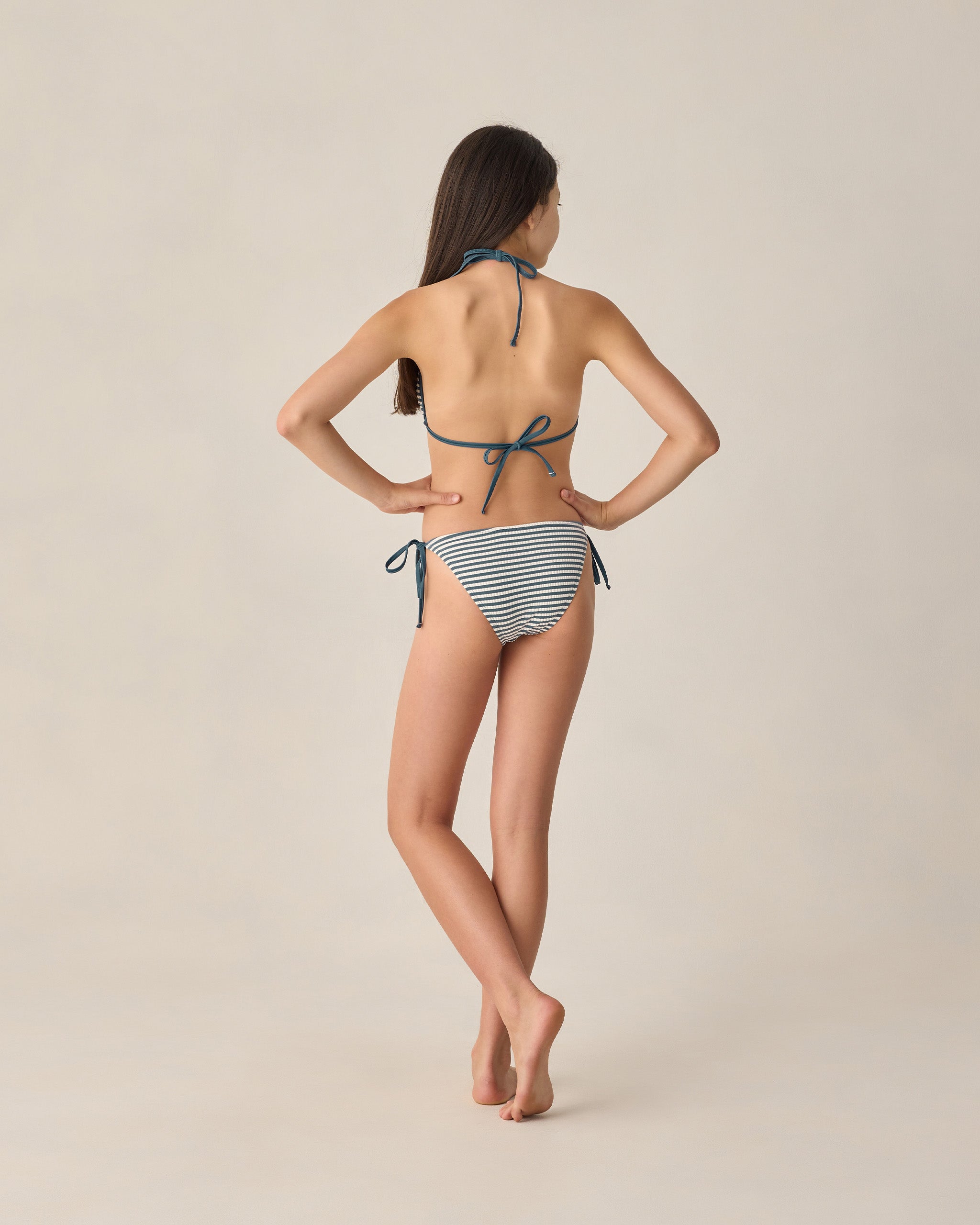 Rylee + Cru Teen Triangle Bikini Set - Navy Stripe