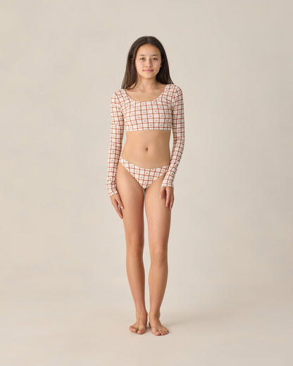 Rylee + Cru Teen Rashguard Bikini Set - Cherry Check