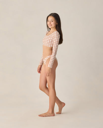 Rylee + Cru Teen Rashguard Bikini Set - Cherry Check