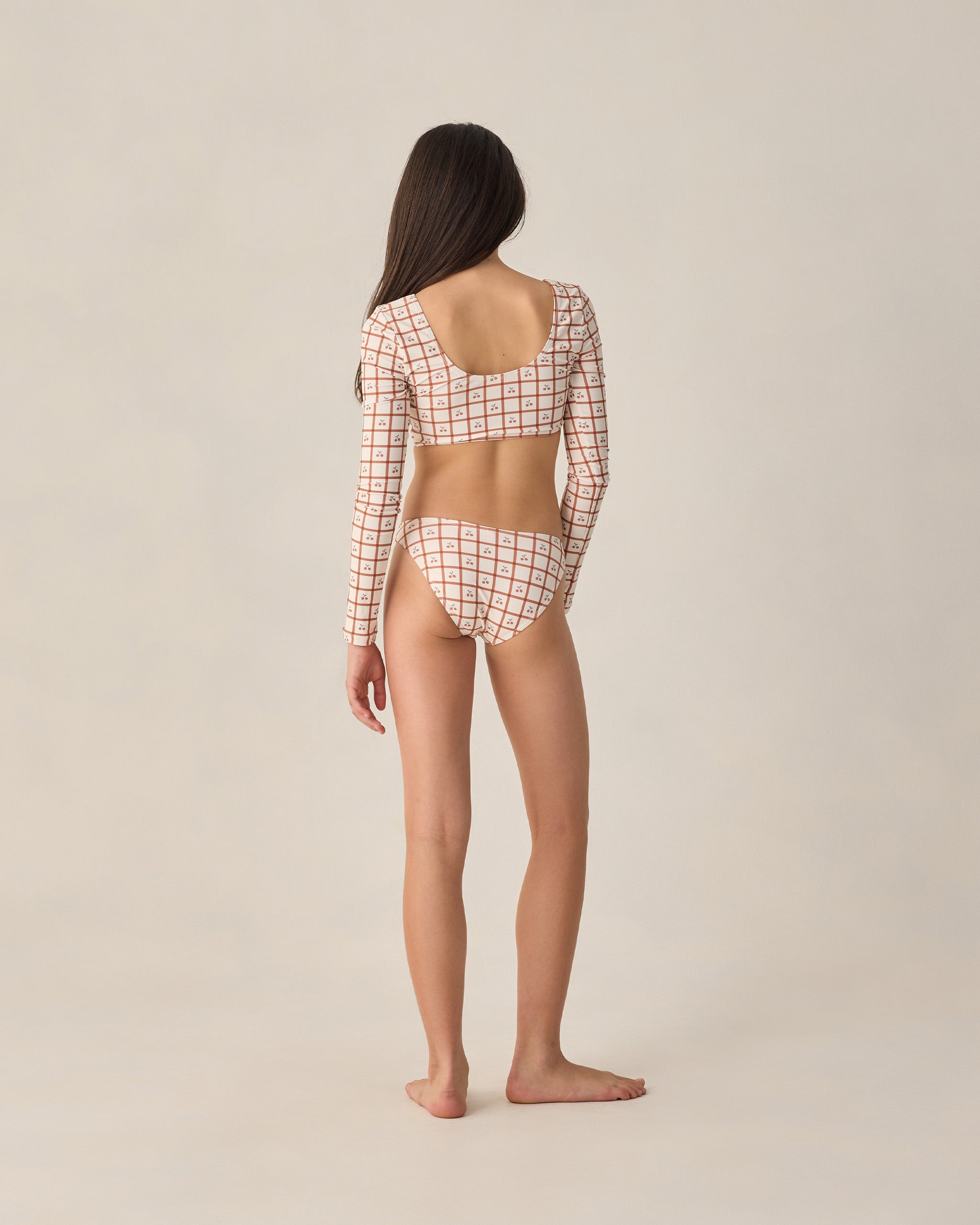 Rylee + Cru Teen Rashguard Bikini Set - Cherry Check