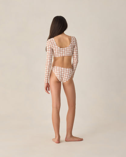 Rylee + Cru Teen Rashguard Bikini Set - Cherry Check