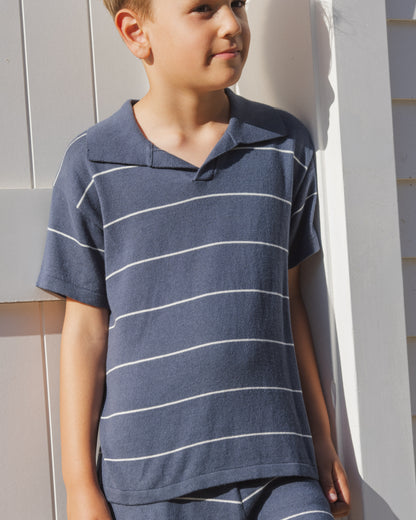 Rylee + Cru Chandler Knit Polo - Navy Stripe