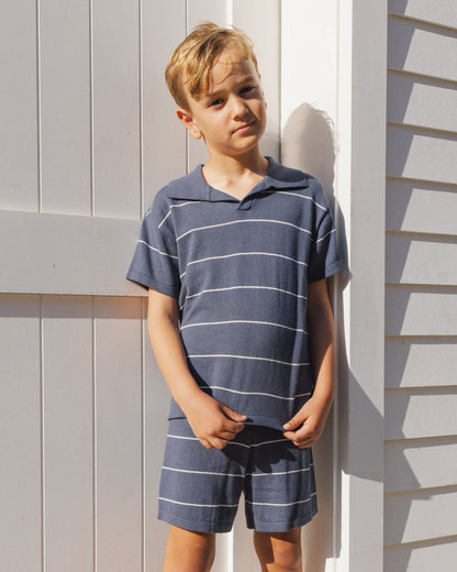Rylee + Cru Chandler Knit Polo - Navy Stripe