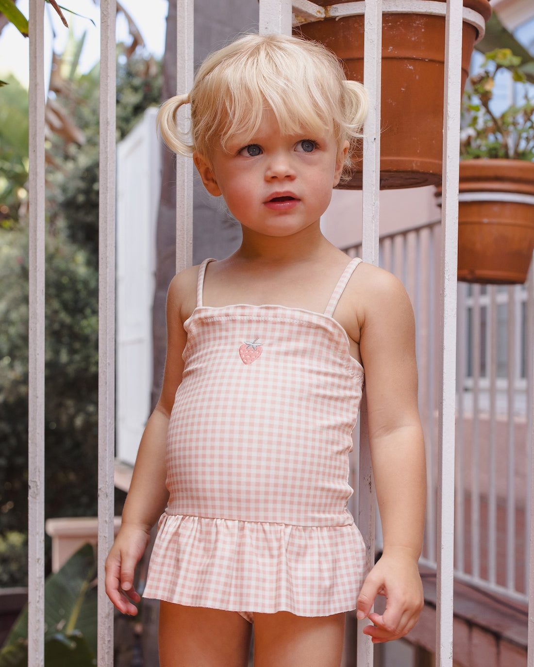 Rylee + Cru Tori Skirted One Piece - Petal Gingham