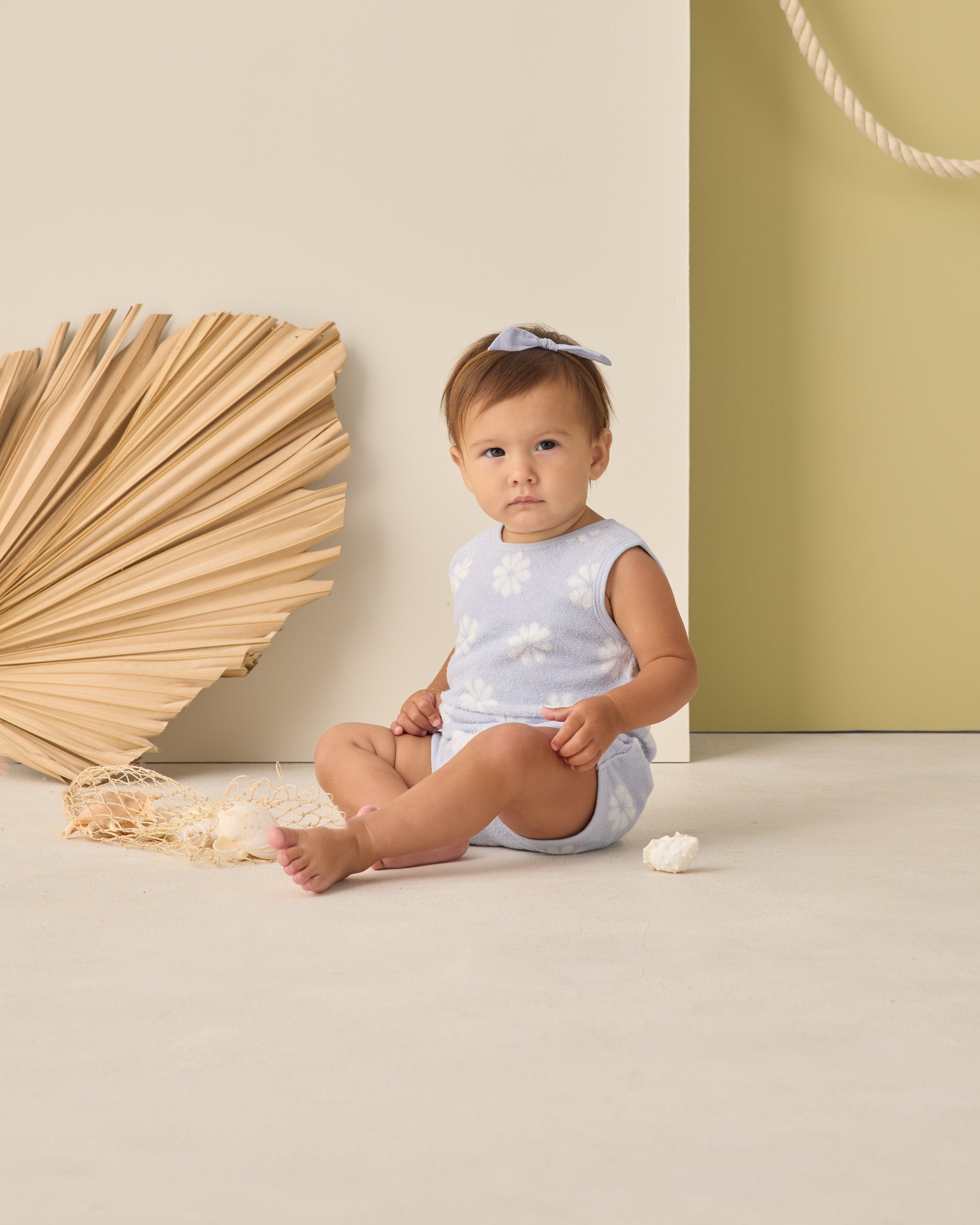 Rylee + Cru Cinch Playsuit - Periwinkle Daisy