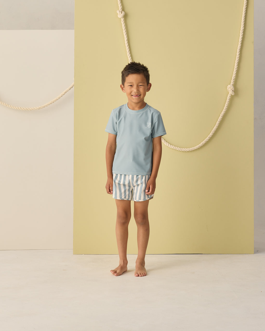 Rylee + Cru Swim Trunk - Green Stripe