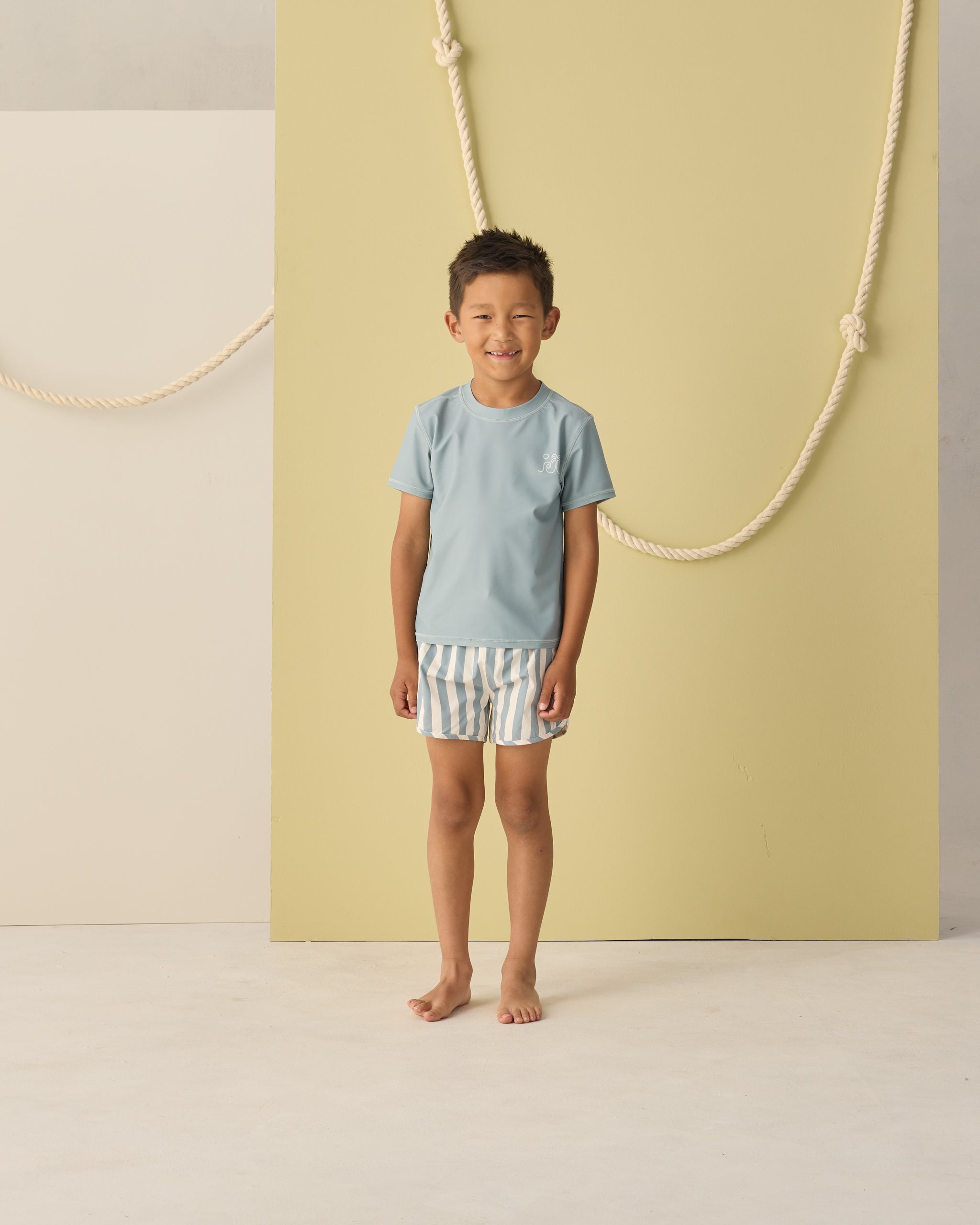 Rylee + Cru Swim Trunk - Green Stripe