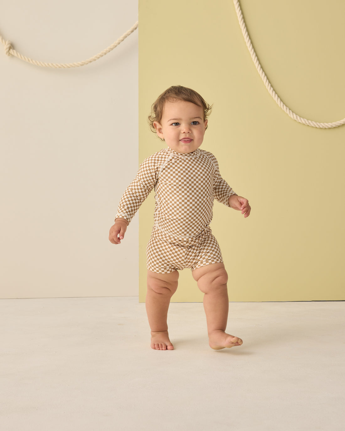 Rylee + Cru Boys Rashguard Set - Ocre Check