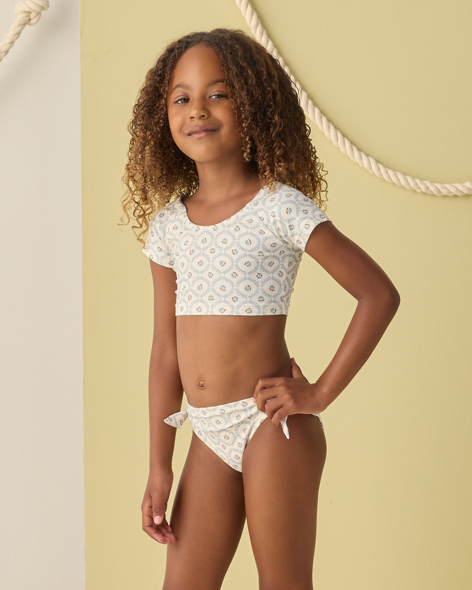 Rylee + Cru Cropped Rashguard Set - Green Fleur