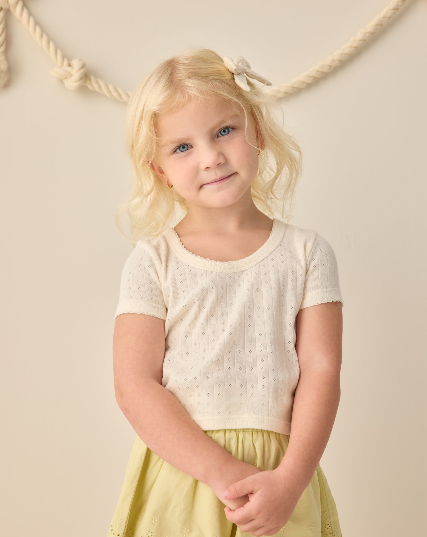 Rylee + Cru Pointelle Tee - Ivory