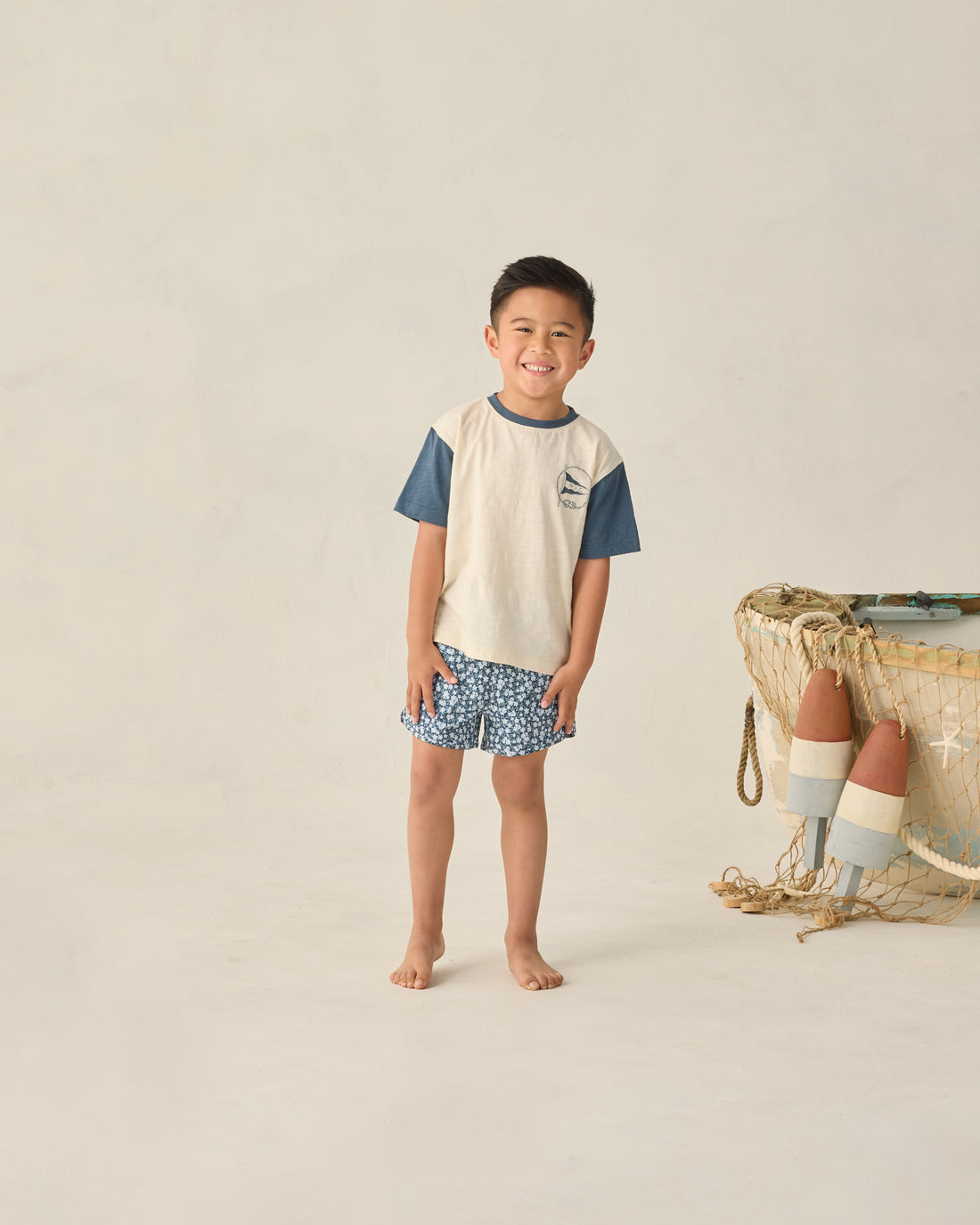 Rylee + Cru Swim Trunk - Navy Floral