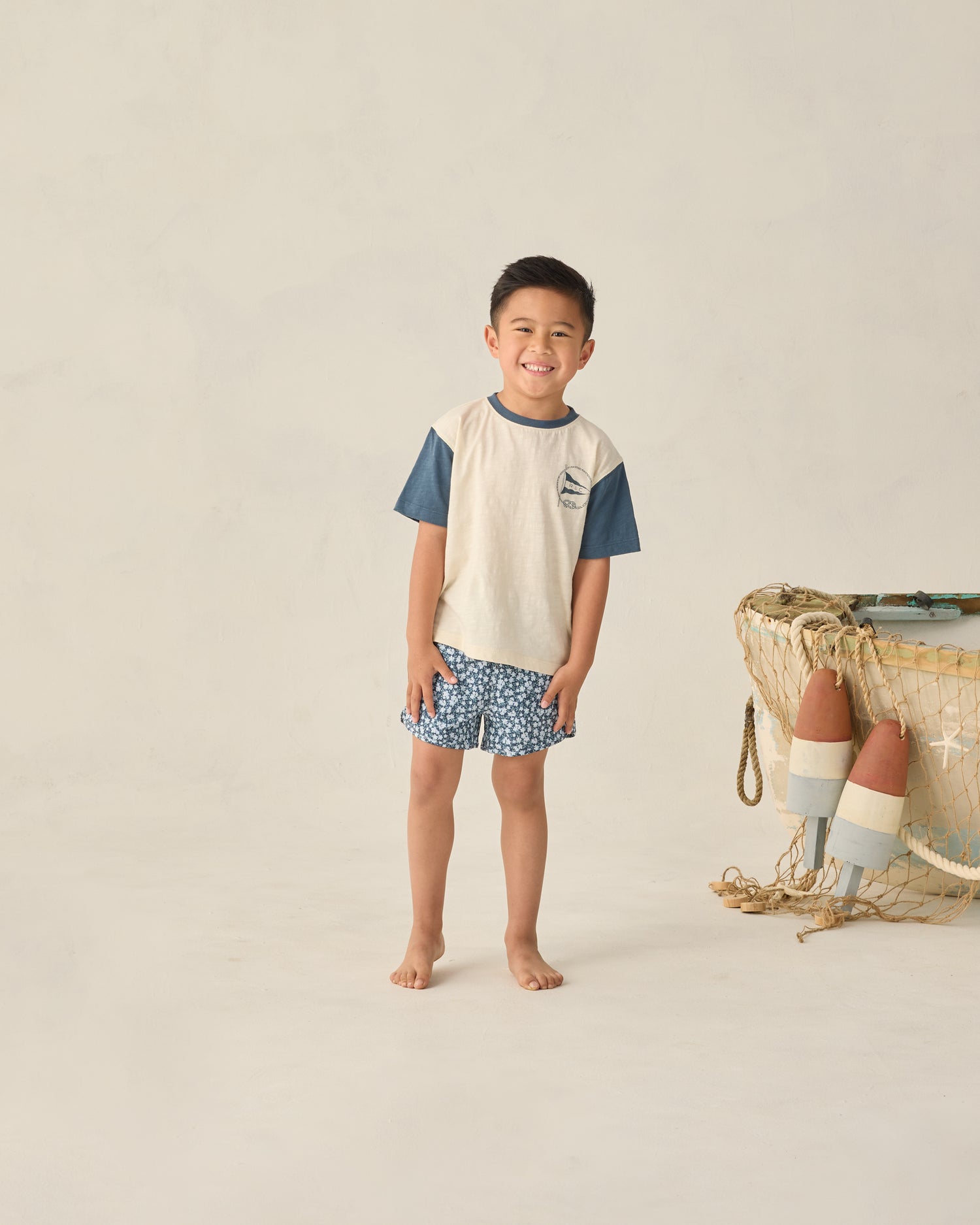 Rylee + Cru Swim Trunk - Navy Floral