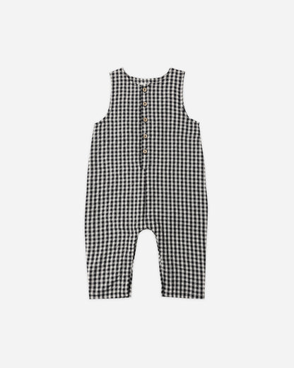Rylee + Cru Button Jumpsuit - Black Check
