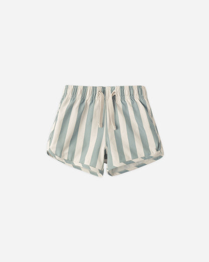 Rylee + Cru Swim Trunk - Green Stripe