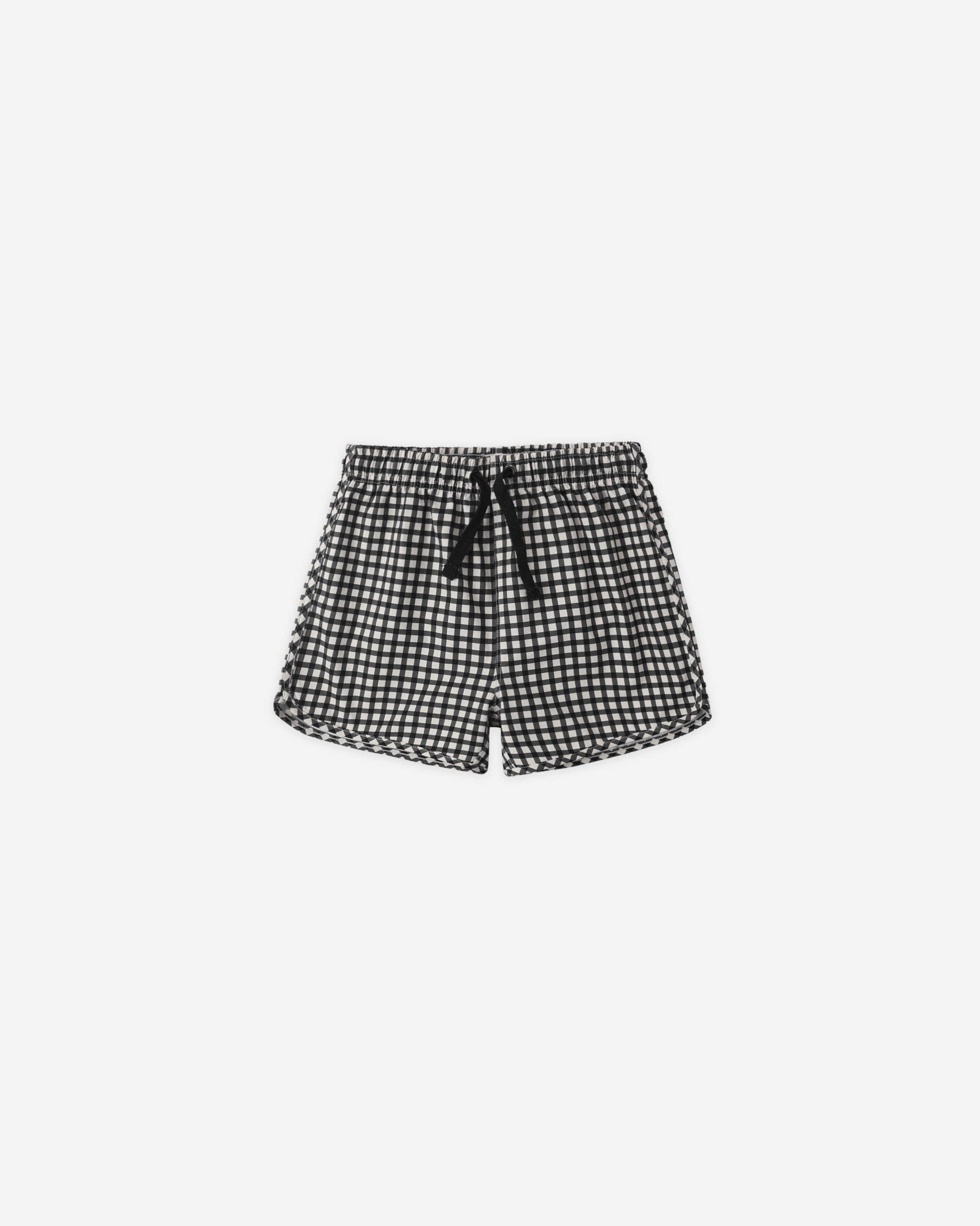 Rylee + Cru Swim Trunk - Black Gingham