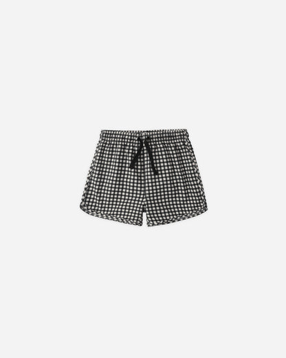Rylee + Cru Swim Trunk - Black Gingham