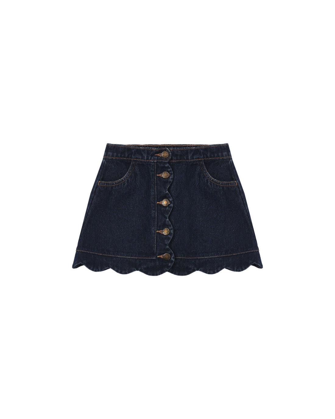 Rylee + Cru Scallop Mini Skirt - Dark Indigo
