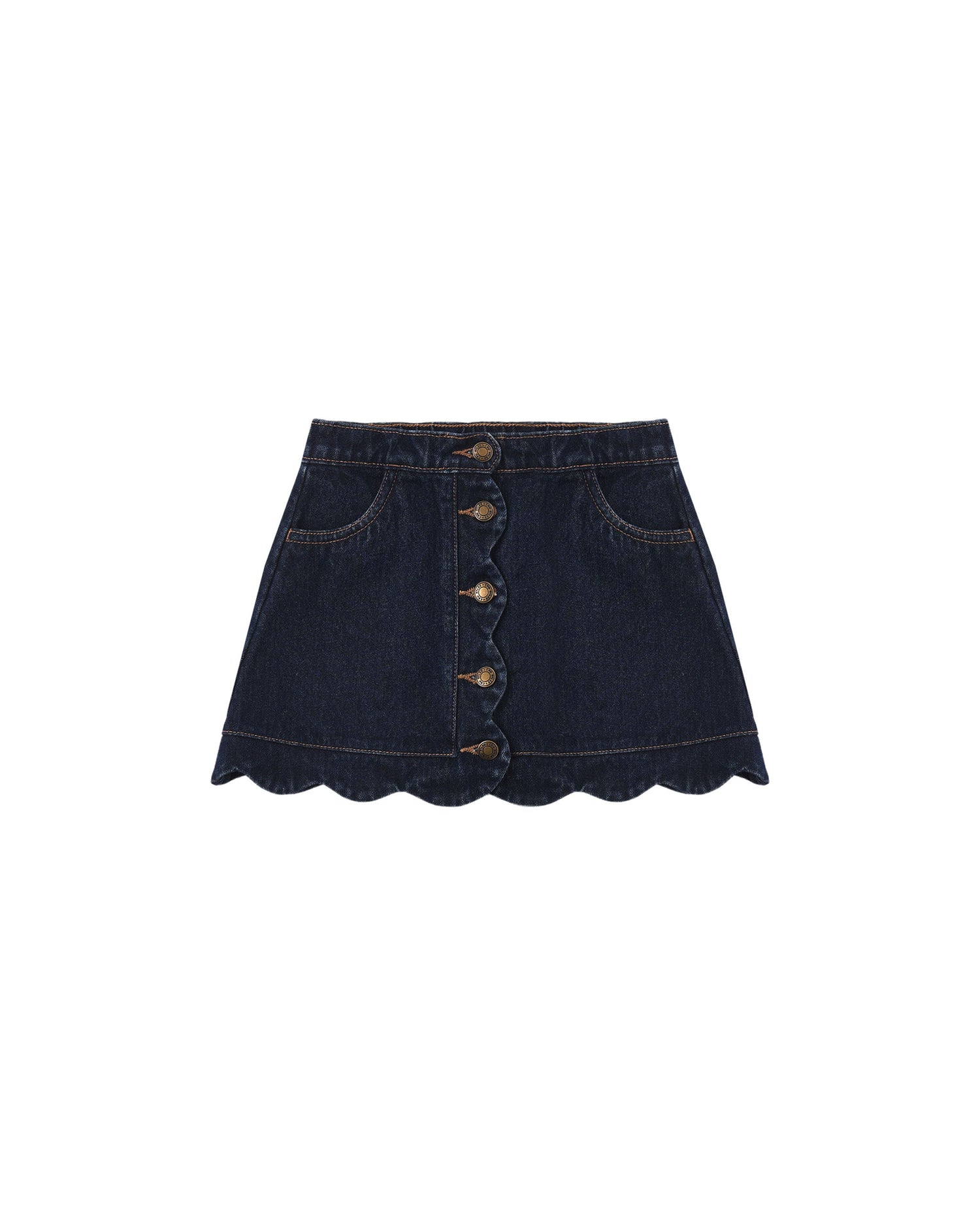 Rylee + Cru Scallop Mini Skirt - Dark Indigo