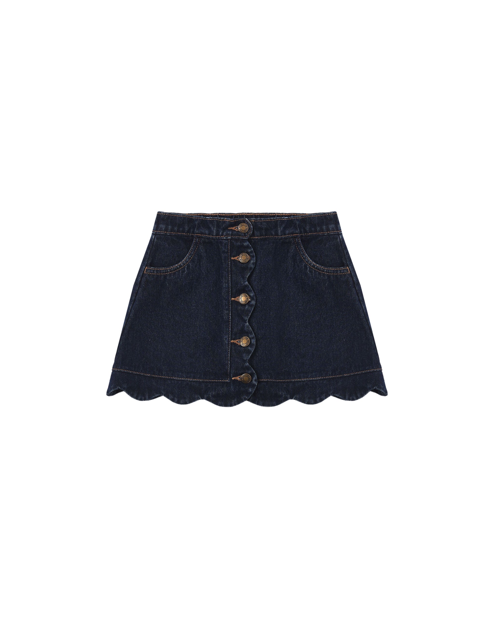 Rylee + Cru Scallop Mini Skirt - Dark Indigo