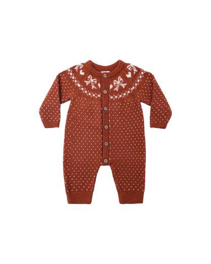 Rylee + Cru Fair Isle Romper - Ruby