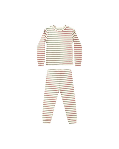 Rylee + Cru Organic Long Sleeve Pajama Set - Holiday Stripe