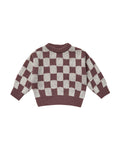 Rylee + Cru Knit Pullover - Plum Checker