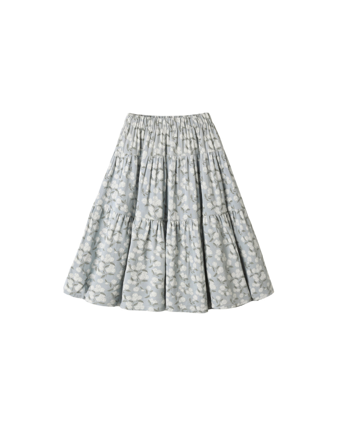 Rylee + Cru Tiered Midi Skirt - Light Blue Hydrangea