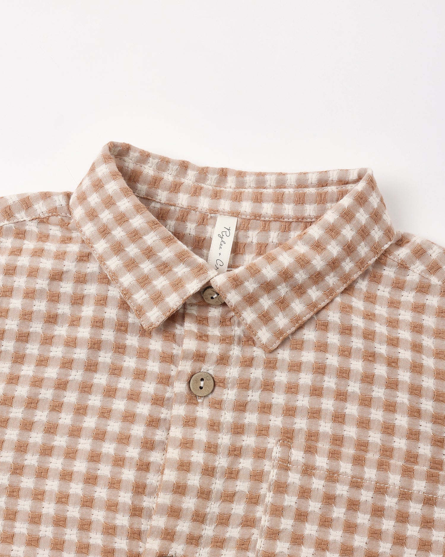 Rylee + Cru Collared Long Sleeve Shirt - Fawn Gingham