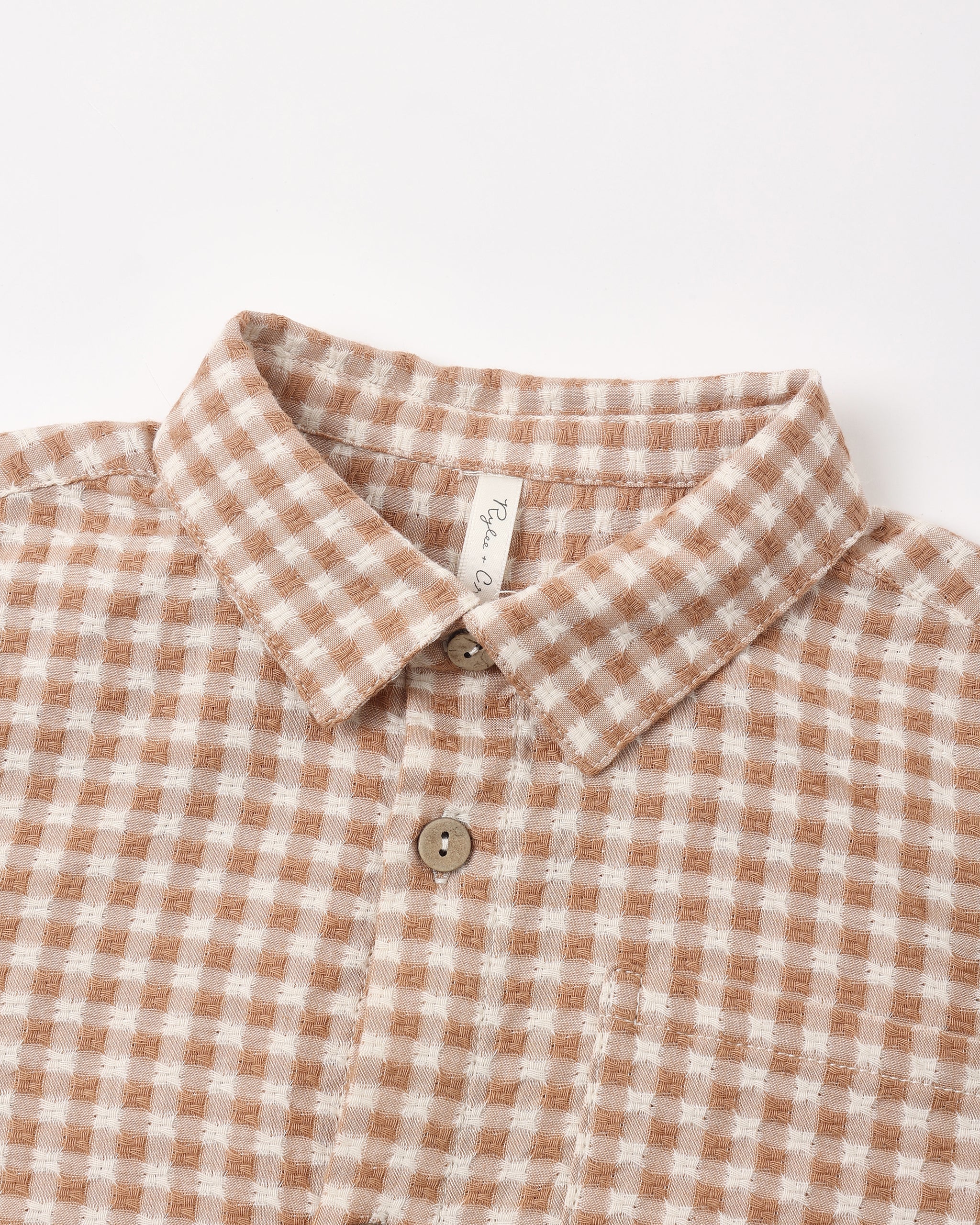 Rylee + Cru Collared Long Sleeve Shirt - Fawn Gingham